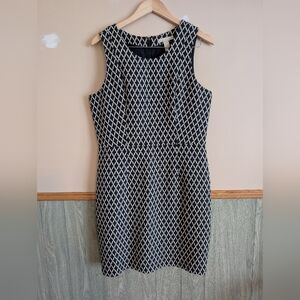Banana Republic Black and White Geometric Midi Dress